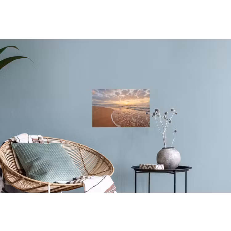 Zee - Kustlijn - Wolken - Landschap - Oranje Muursticker klein -plant