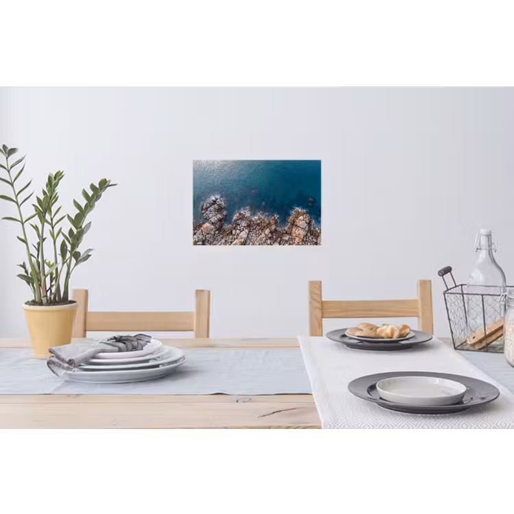 Zee - Kustlijn - Natuur - Abstract - Blauw Muursticker klein -eettafel