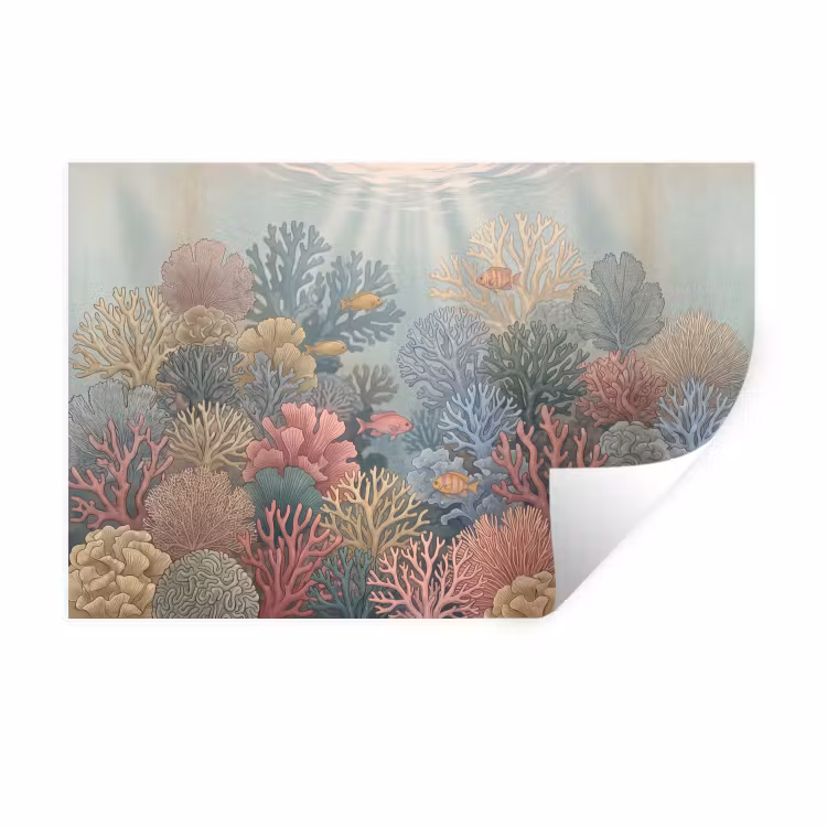 Zee - Koraal - Vis - Natuur - Kleurrijk Muursticker klein -3d