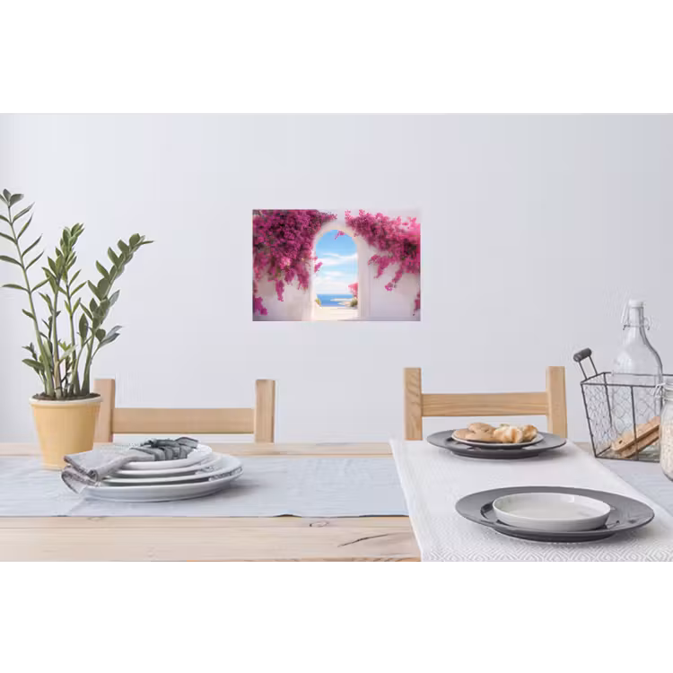 Zee - Roze - Bloemen - Poort Muursticker klein -eettafel