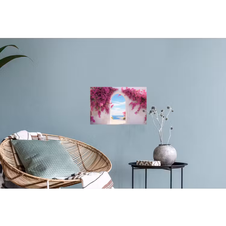 Zee - Roze - Bloemen - Poort Muursticker klein -plant
