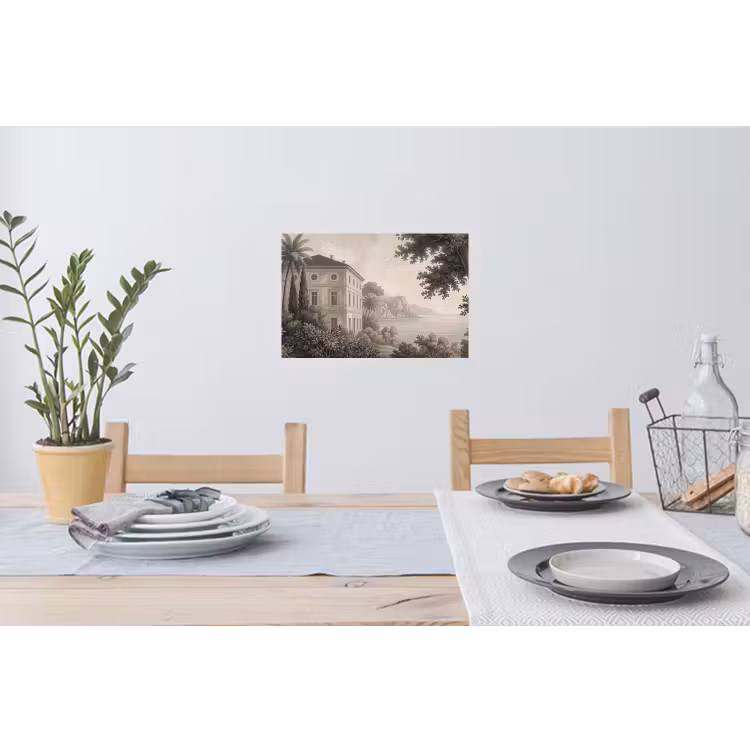 Zee - Villa - Beige Muursticker klein -eettafel