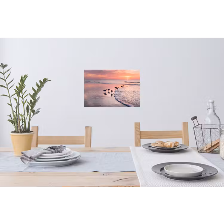 Meeuwen - Strand - Zee - Roze Muursticker klein -eettafel