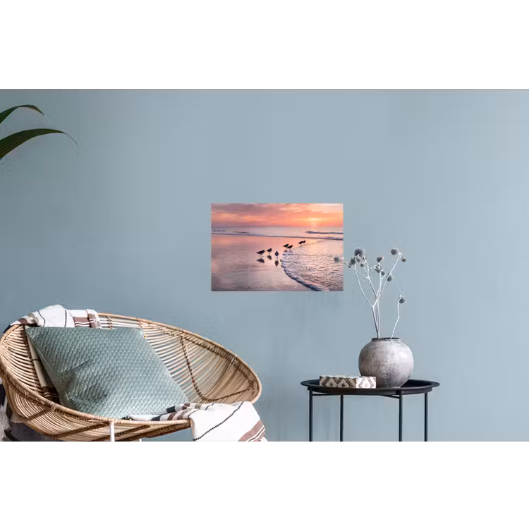 Meeuwen - Strand - Zee - Roze Muursticker klein -plant