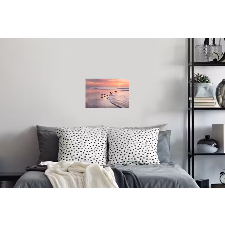 Meeuwen - Strand - Zee - Roze Muursticker klein -slaapkamer
