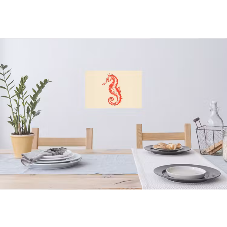 Zeepaardje - Rood - Fijne details Muursticker klein -eettafel