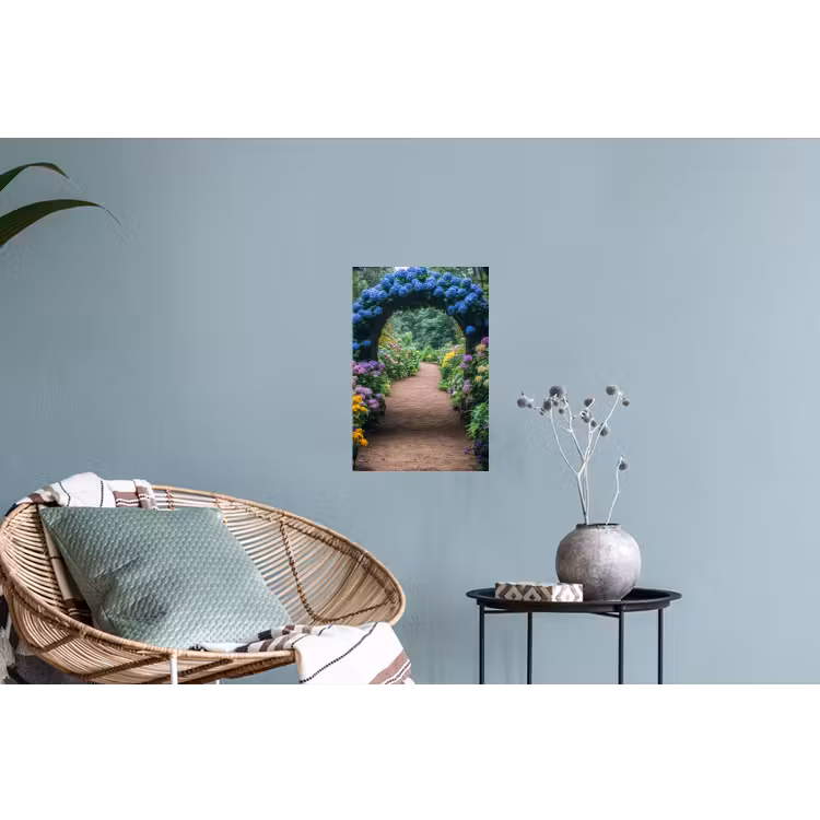 Doorkijk - Bloemen - Hortensia - Pad Muursticker klein -plant