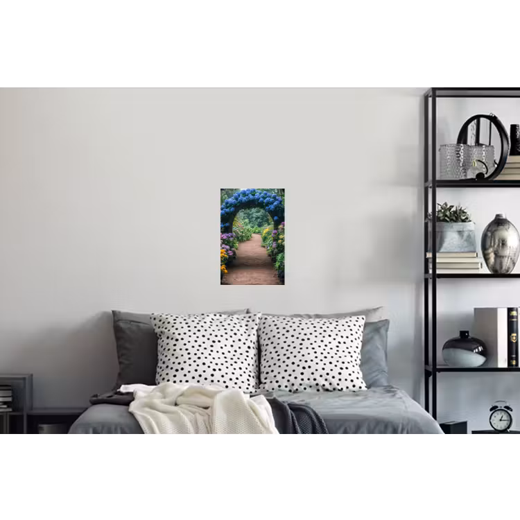 Doorkijk - Bloemen - Hortensia - Pad Muursticker klein -slaapkamer