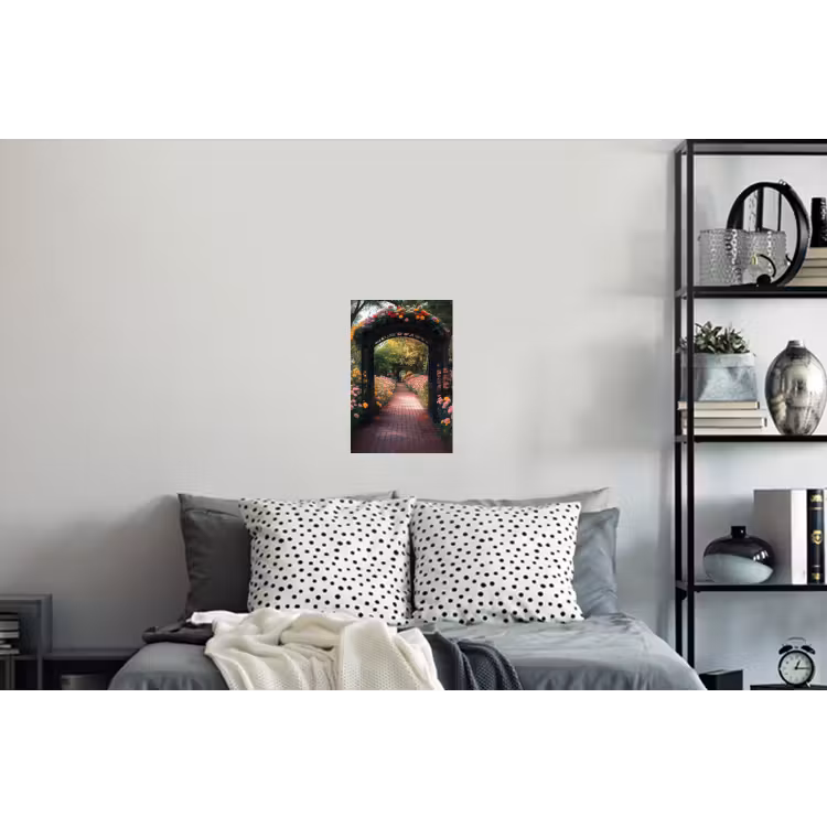 Doorkijk - Bloemen - Pad - Natuur - Kleurrijk Muursticker klein -slaapkamer