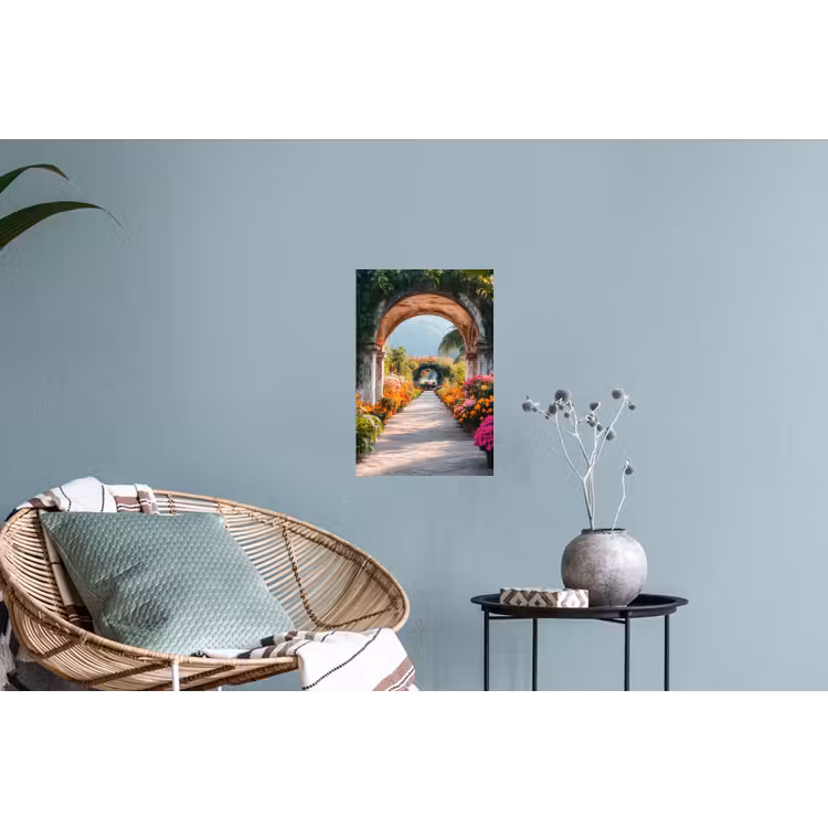 Doorkijk - Bloemen - Tropisch - Kleurrijk Muursticker klein -plant