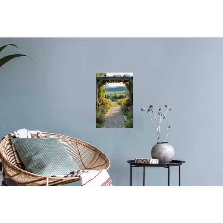 Doorkijk - Landschap - Natuur - Tuinboog - Bloemen Muursticker klein -plant