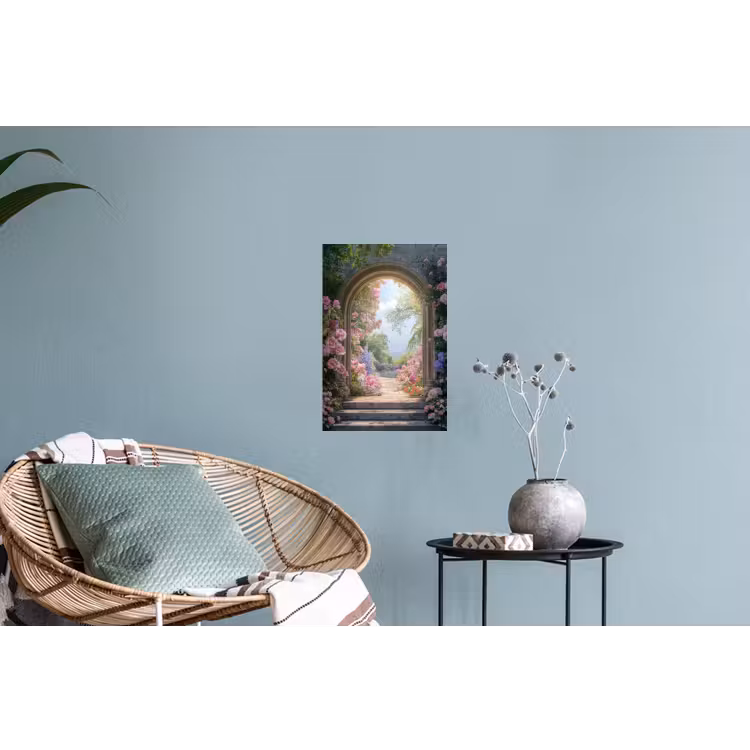 Doorkijk - Rozen - Vintage - Bloemen Muursticker klein -plant