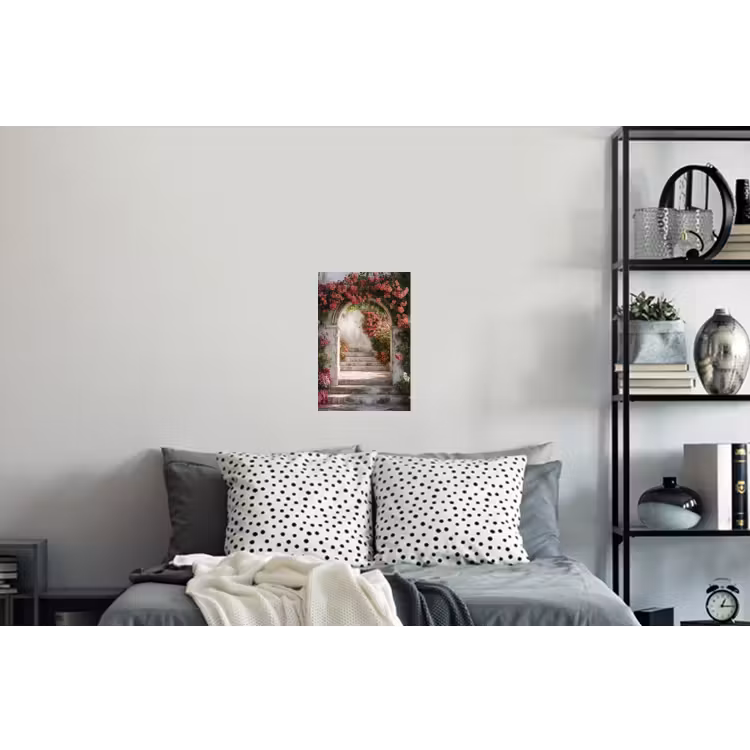 Doorkijk - Rozen - Vintage - Poort Muursticker klein -slaapkamer