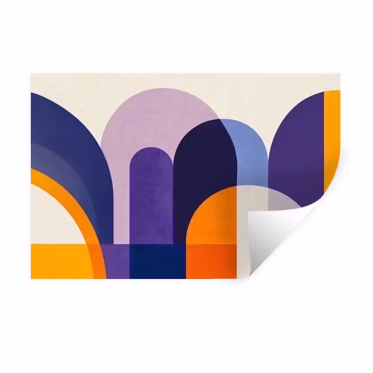 Vormen - Abstract - Grafisch - Oranje Muursticker klein -3d