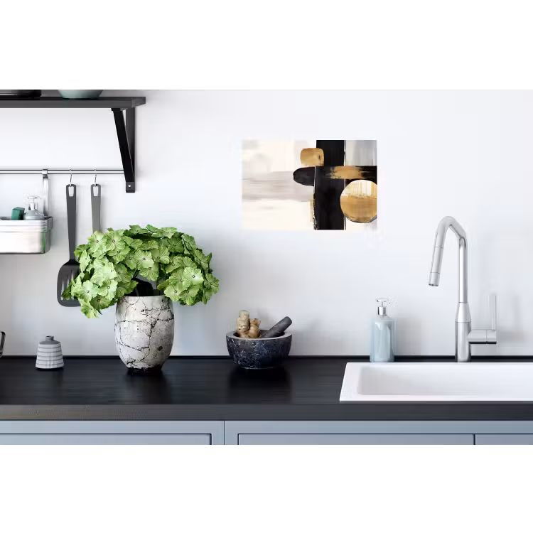Vormen - Penseelstreken - Abstract - Goud Muursticker klein -keuken