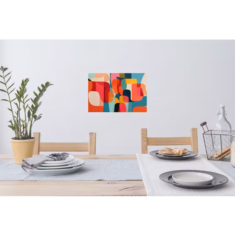 Vormen - Kleurrijk - Abstract - Vlakken Muursticker klein -eettafel
