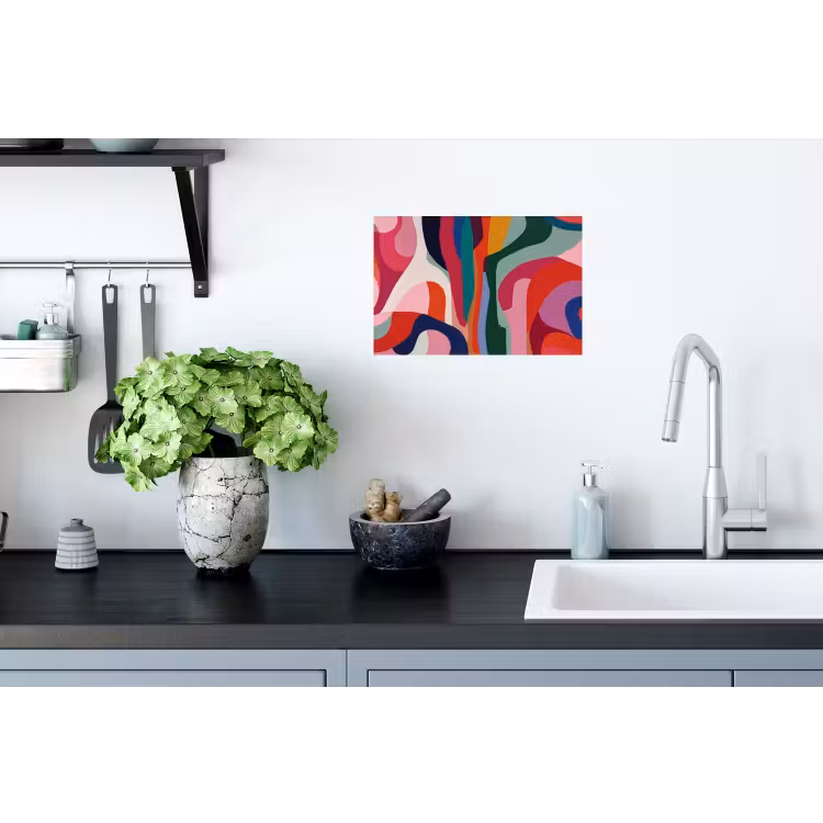 Vormen - Bochten - Kleurrijk - Abstract Muursticker klein -keuken