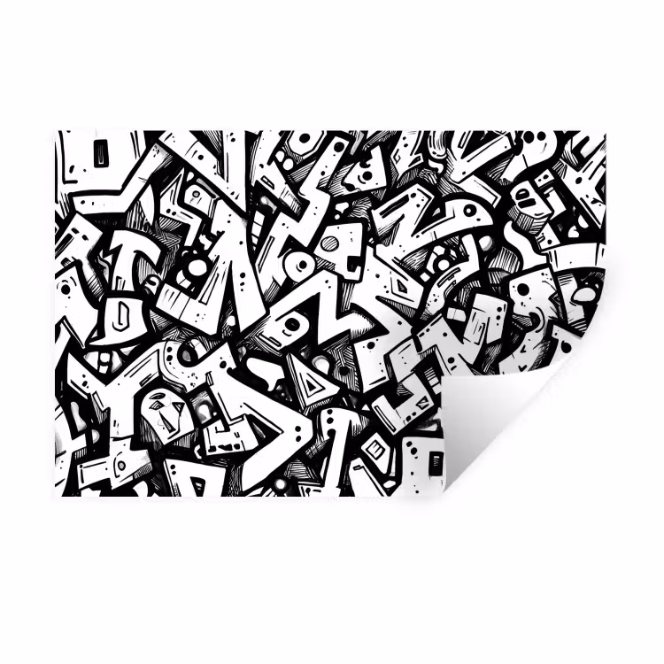 Vormen - Letters - Graffiti - Zwart Muursticker klein -3d