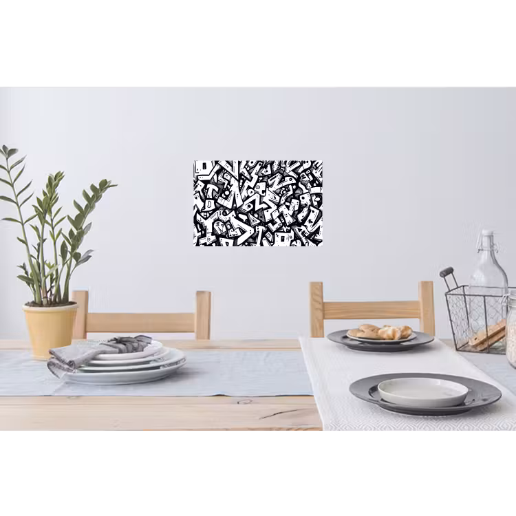 Vormen - Letters - Graffiti - Zwart Muursticker klein -eettafel