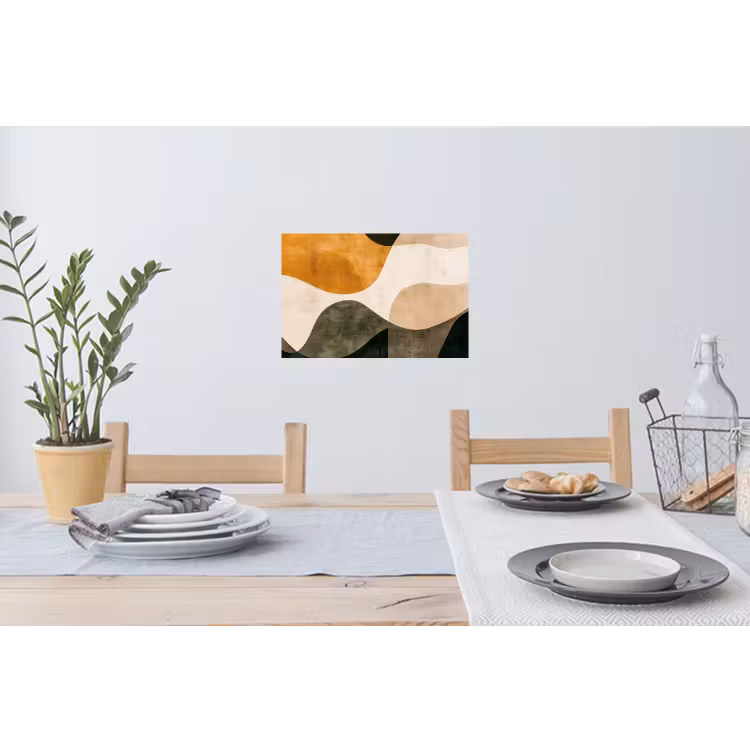Vormen - Okergeel - Abstract Muursticker klein -eettafel