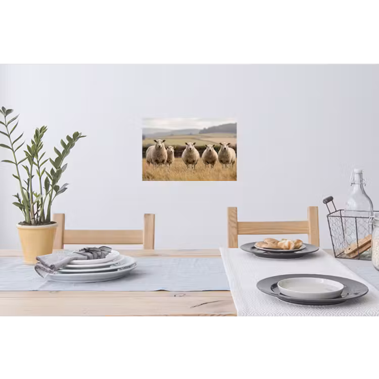 Schapen - Weidenlandschap - Heuvels Muursticker klein -eettafel