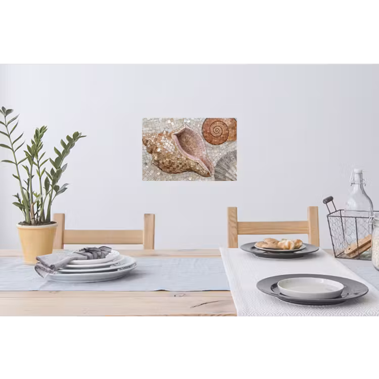 Schelp - Mozaïek - Zee - Beige - Modern Muursticker klein -eettafel