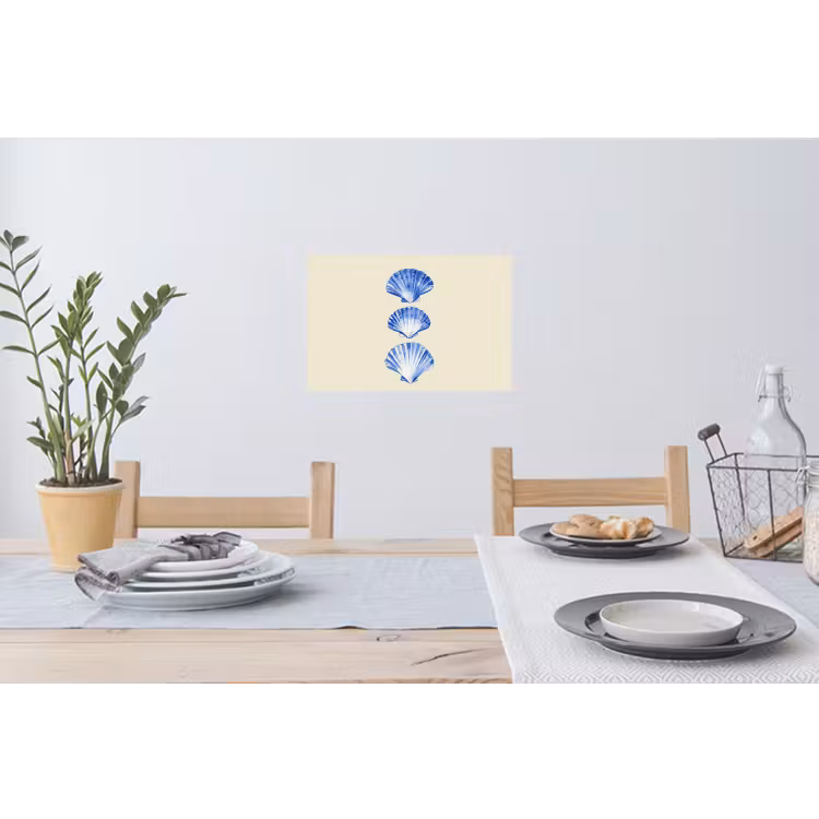 Schelpen - Blauw - Beige Muursticker klein -eettafel