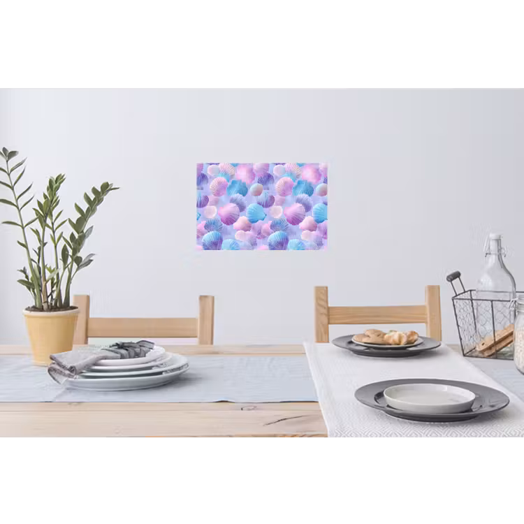 Schelpen - Paars - Blauw - Patroon Muursticker klein -eettafel