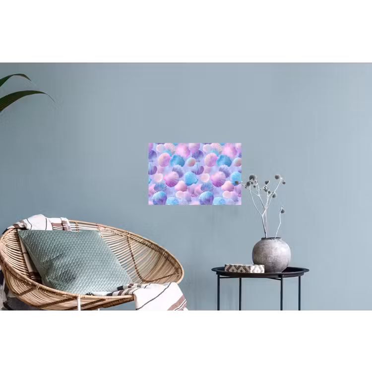 Schelpen - Paars - Blauw - Patroon Muursticker klein -plant