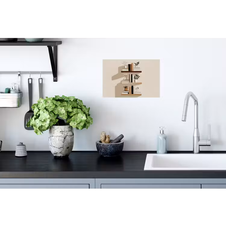 Plankjes - Boeken - Vaasjes - Planten Muursticker klein -keuken