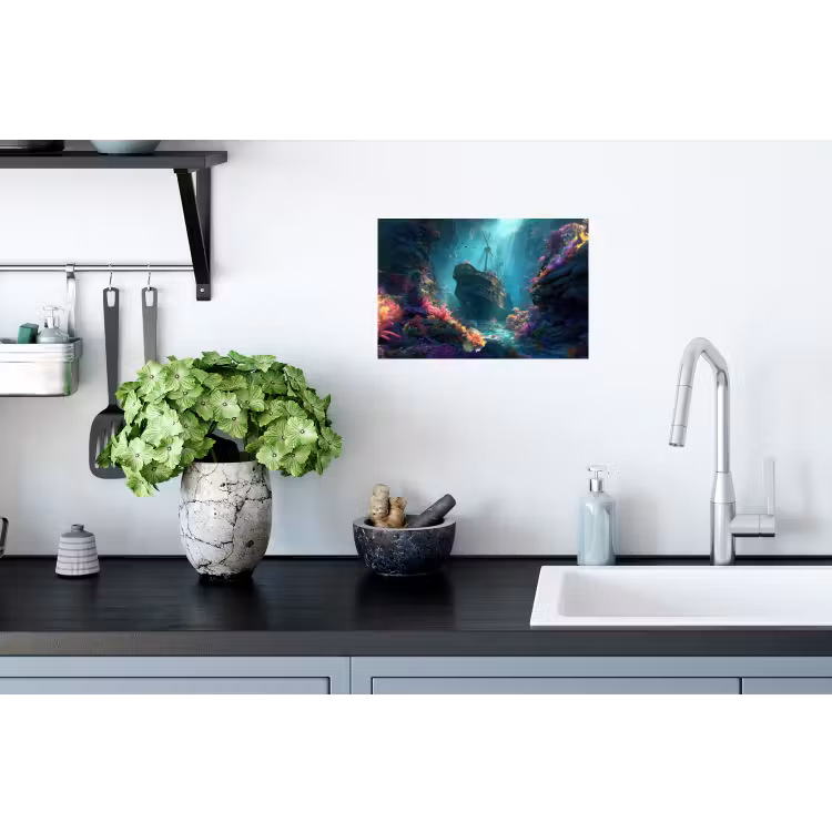 Schip - Hout - Koraalriffen - Zonlicht Muursticker klein -keuken