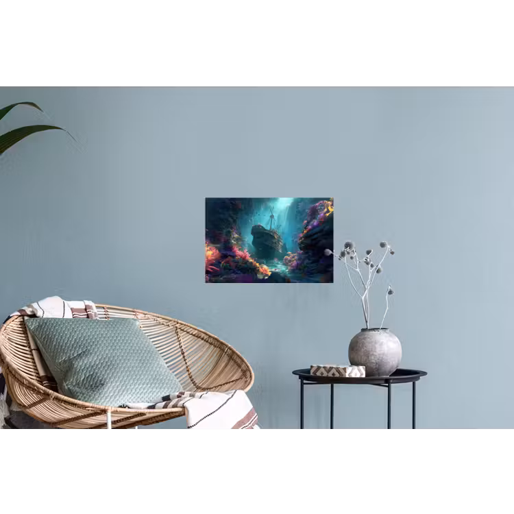 Schip - Hout - Koraalriffen - Zonlicht Muursticker klein -plant