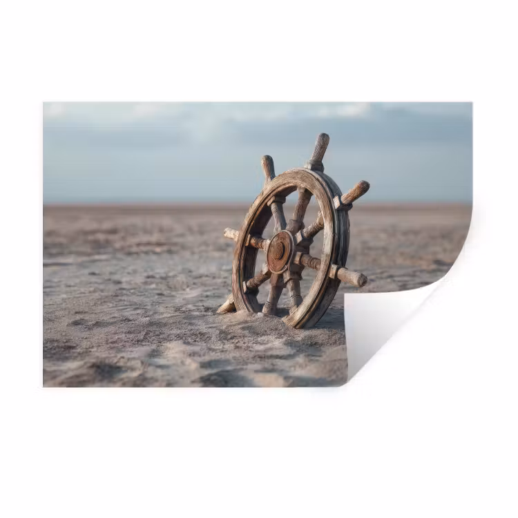 Scheepsstuur - Hout - Bruin - Zand Muursticker klein -3d