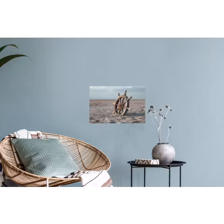 Scheepsstuur - Hout - Bruin - Zand Muursticker klein -plant