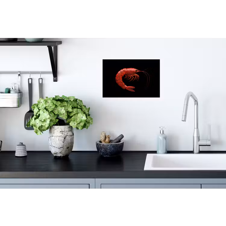 Garnaal - Rood - Dieren Muursticker klein -keuken