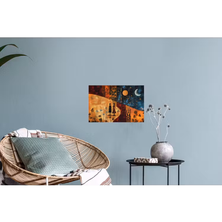 Silhouetten - Abstract - Zon - Maan Muursticker klein -plant
