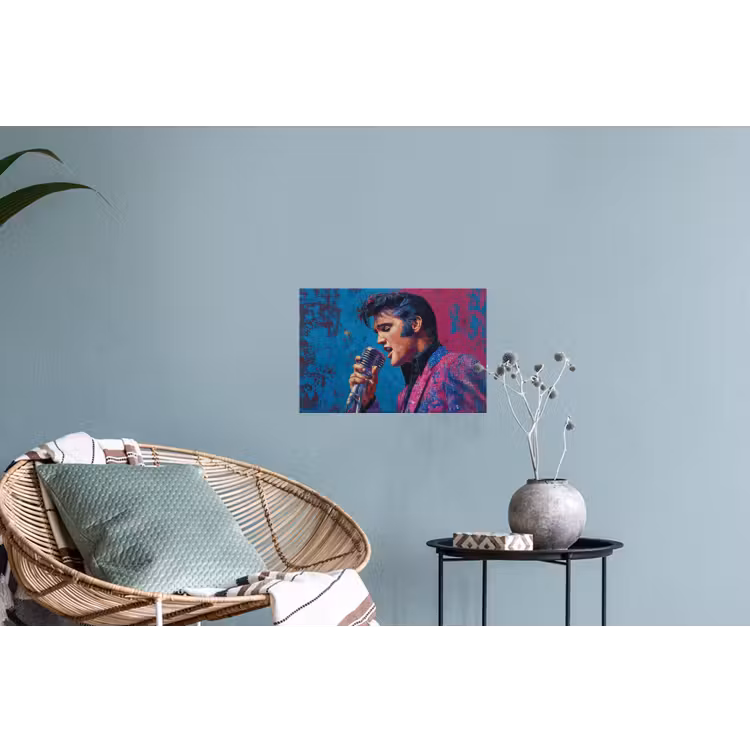 Zingende man - Glitterjas - Microfoon Muursticker klein -plant