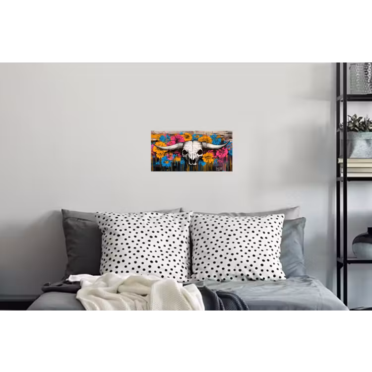 Schedel - Bloemen - Graffiti Muursticker klein -slaapkamer
