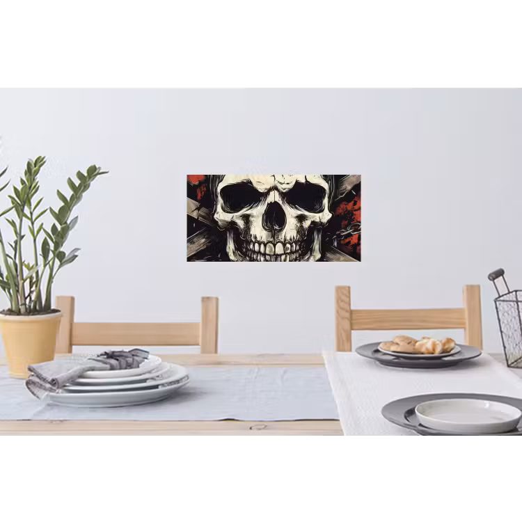 Schedel - Kettingen - Rood Muursticker klein -eettafel