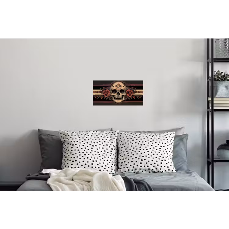 Schedel - Rozen - Gotisch Muursticker klein -slaapkamer