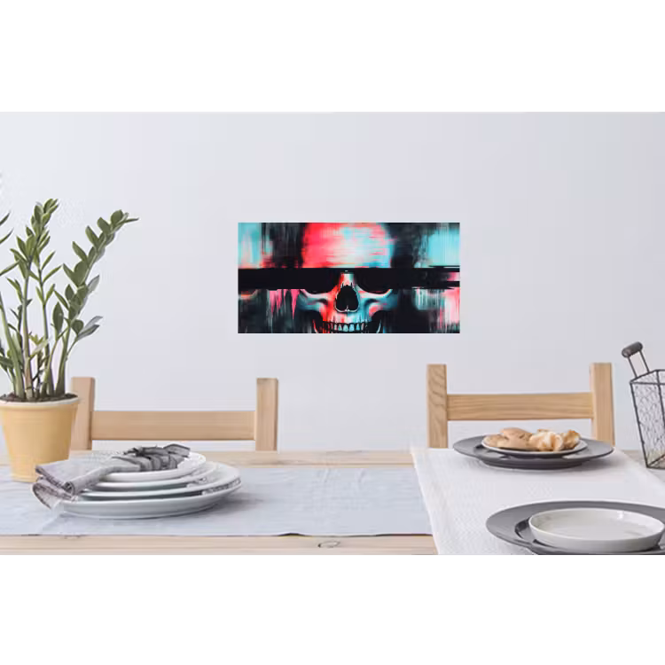 Schedels - Glitch - Cyberpunk Muursticker klein -eettafel