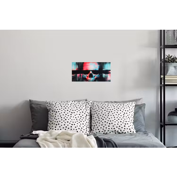 Schedels - Glitch - Cyberpunk Muursticker klein -slaapkamer