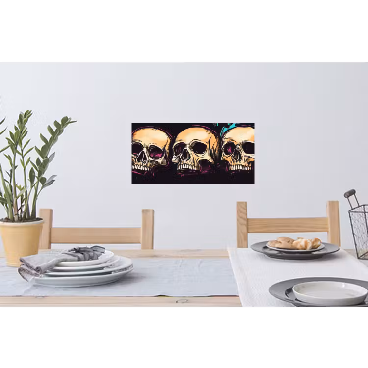 Schedels - Graffiti - Neon Muursticker klein -eettafel