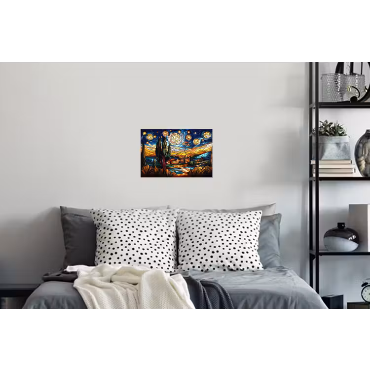 Hemel - Sterren - Mozaïek - Huizen Muursticker klein -slaapkamer