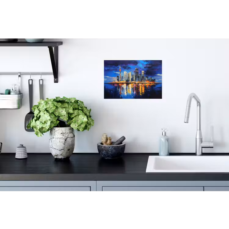 Skyline Toronto - Modern - Stadslicht - Blauw Muursticker klein -keuken