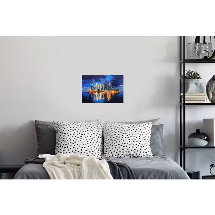 Skyline Toronto - Modern - Stadslicht - Blauw Muursticker klein -slaapkamer