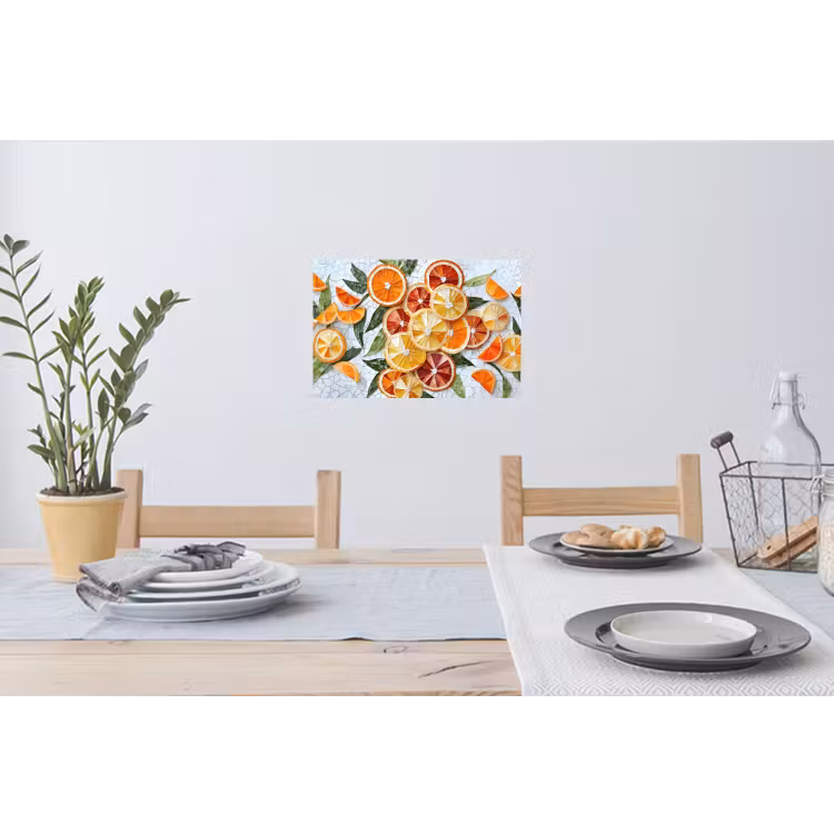 Schijfjes - Fruit - Oranje - Mozaïek Muursticker klein -eettafel