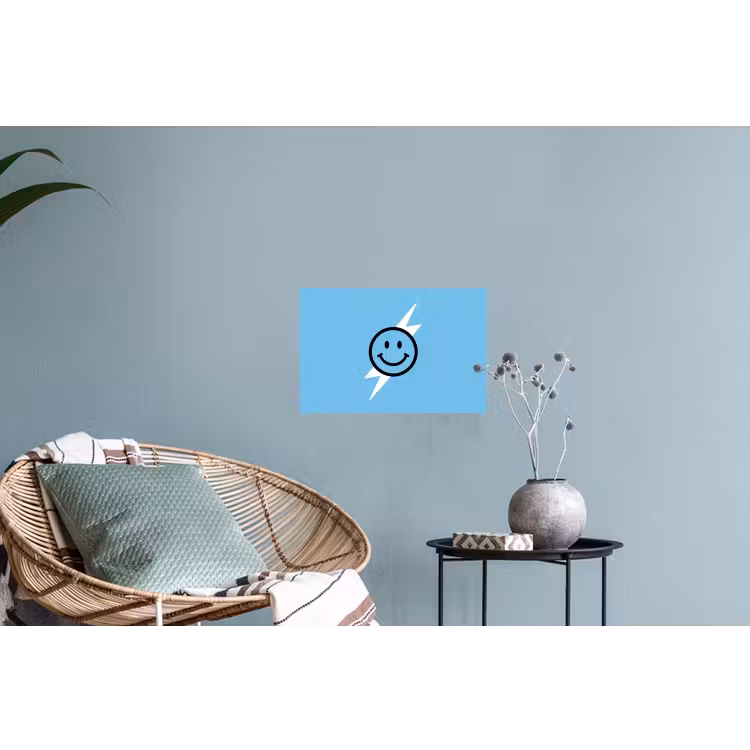 Smiley - Blauw - Bliksem Muursticker klein -plant