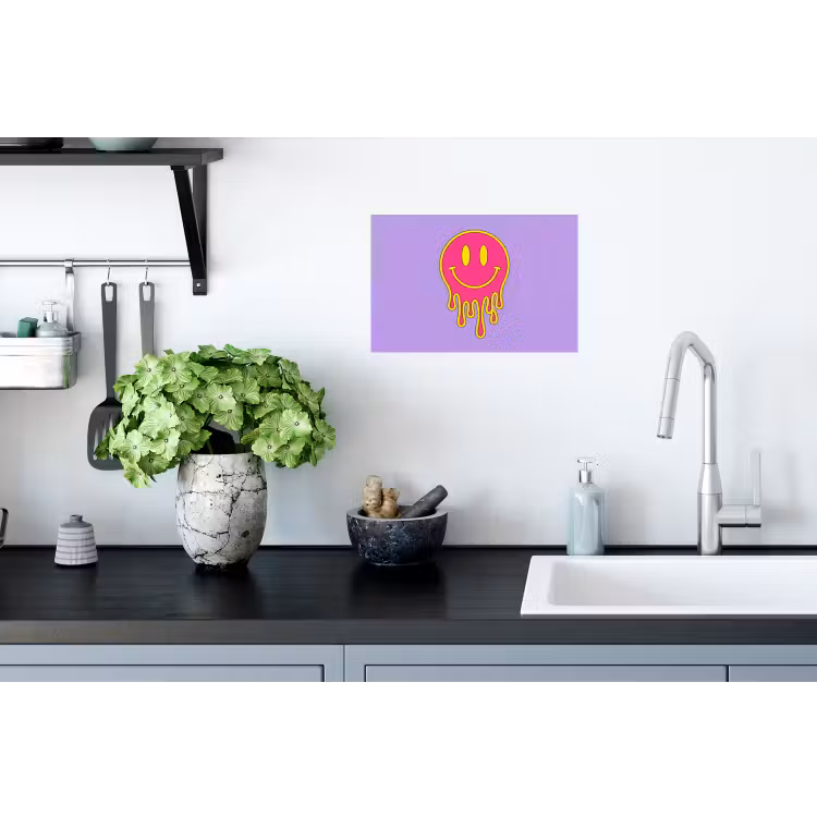 Smiley - Drip - Neon Muursticker klein -keuken