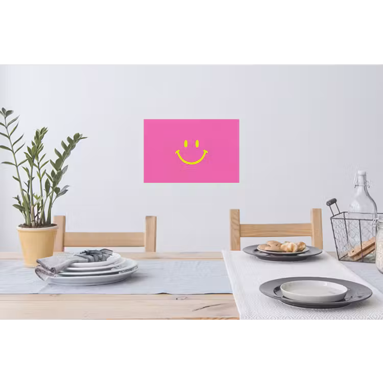 Smiley - Vrolijk - Roze Muursticker klein -eettafel